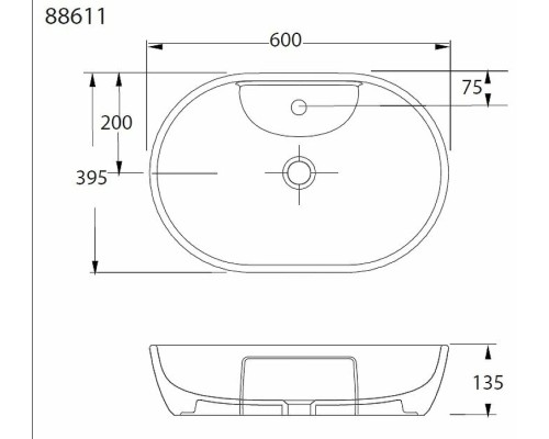 Раковина-чаша beWash Bogen 60 88611106 Черный глянец