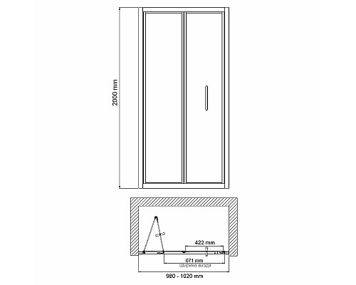Душевая дверь WasserKRAFT Weser 100 78F12 профиль Хром стекло прозрачное