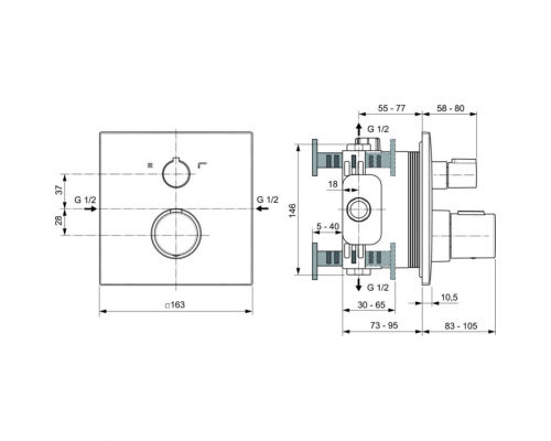 Смеситель для душа Ideal Standard Ceratherm T100 A7522XG с термостатом Silk Black