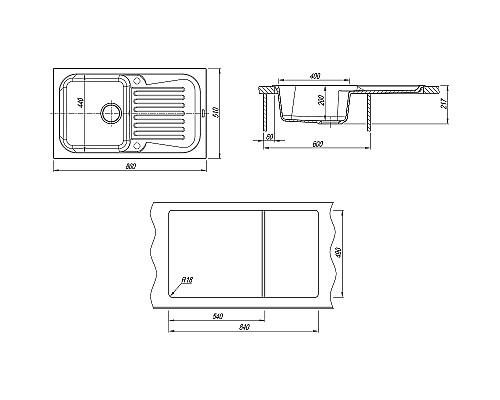 Кухонная мойка Florentina Арона-860 20.225.D0860.102 Черная