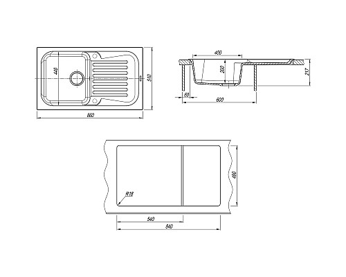 Кухонная мойка Florentina Арона-860 20.225.D0860.102 Черная