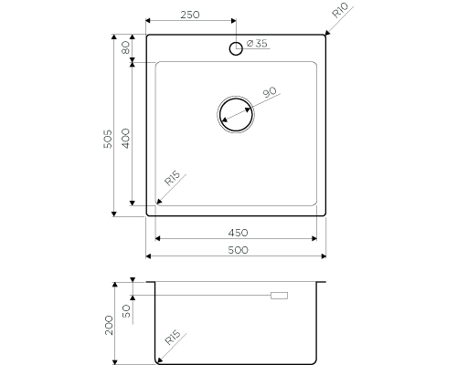 Кухонная мойка Omoikiri Amadare 50-IN 4993766 нержавеющая сталь