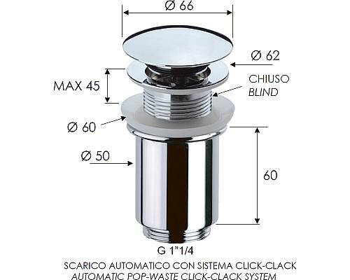 Донный клапан Remer 904CC114 click-clack Хром Донный клапан Remer 904CC114 click-clack Хром