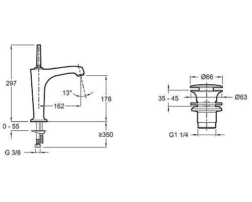 Смеситель для раковины Jacob Delafon Margaux E16231-4 Хром