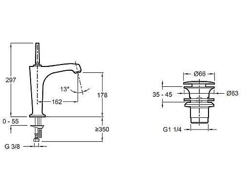Смеситель для раковины Jacob Delafon Margaux E16231-4 Хром