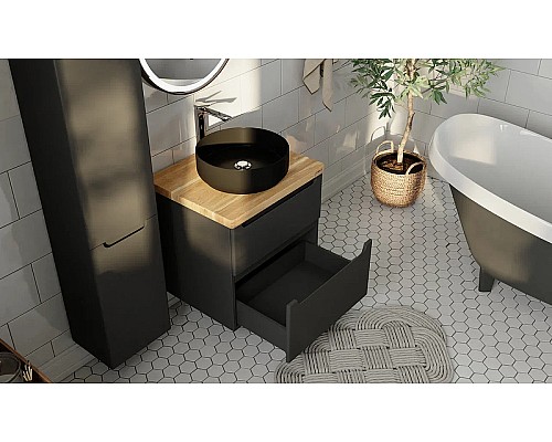 Тумба под раковину Jorno Wood 60 wood.01.60/P/GR подвесная Серая