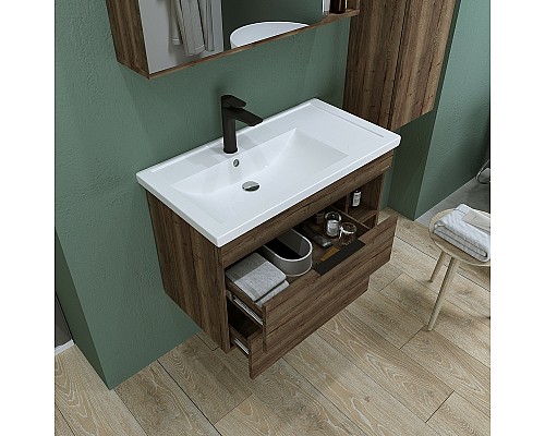 Тумба под раковину Grossman Форта 80 1080042 подвесная Темный дуб галифакс