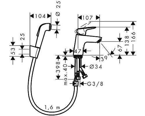 Смеситель с гигиеническим душем Hansgrohe Logis 71290000