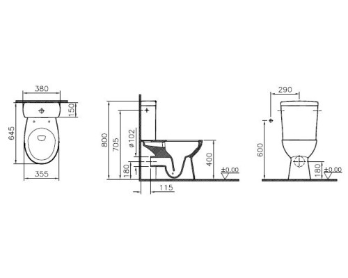 Унитаз компакт Vitra S10 с бачком и сиденьем Микролифт