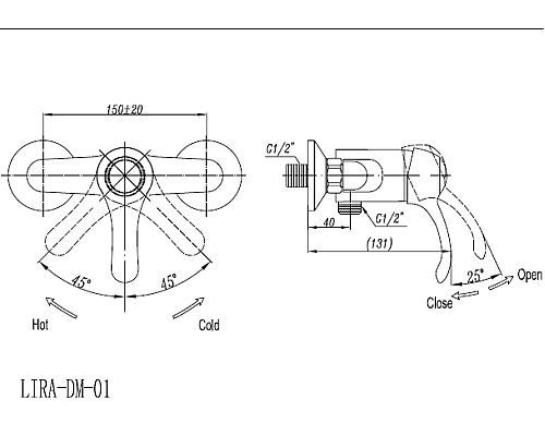 Смеситель для душа Cezares LIRA-C-DM-BLC