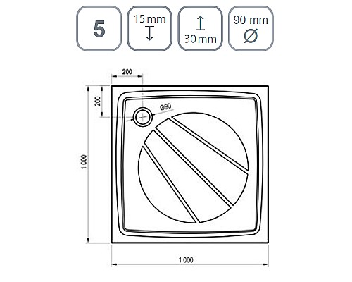 Душевой поддон из искусственного камня Ravak Perseus Pro 100x100 XA03AA01010BM