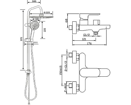 Душевая система Agger A0293544 Черная