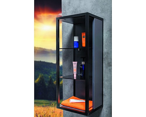 Пенал Armadi Art Loft низкий антрацит, полки стекло