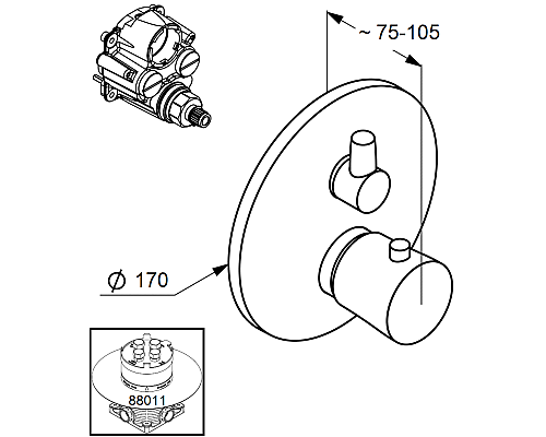 Смеситель для душа Kludi Balance 528358775 Черный Хром