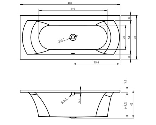 Прямоугольная ванна Riho Lima 160x70 R BB4200500000000