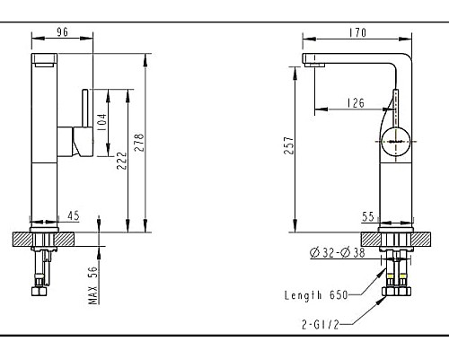 Смеситель для раковины Bravat Arc F16061K-A2-ENG Черный