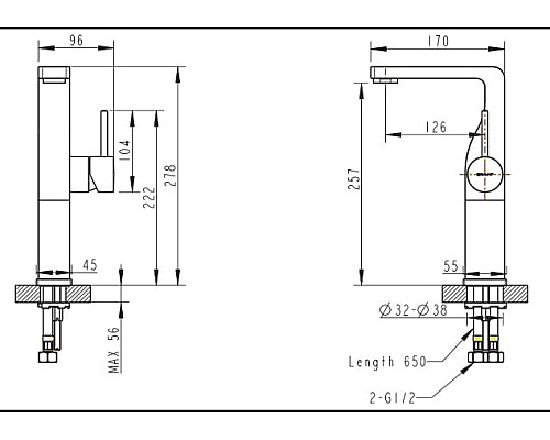 Смеситель для раковины Bravat Arc F16061K-A2-ENG Черный