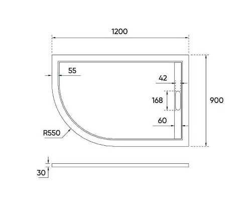 Душевой поддон из искусственного камня Veconi Tezeo 120x90 L Белый