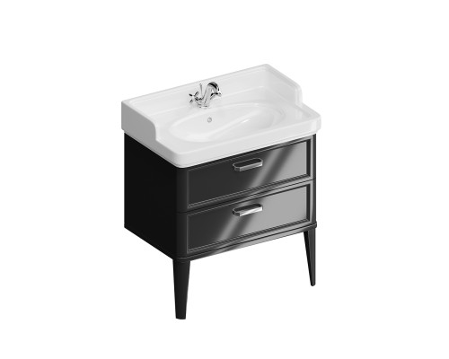 Тумба Kerama Marazzi POMPEI напольная с 2 ящиками 80, черная глянцевая