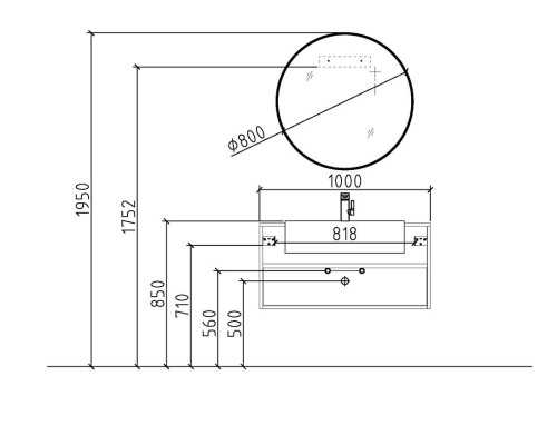 Комплект мебели для ванной Black&White Universe 903U1000 подвесной Пепельный