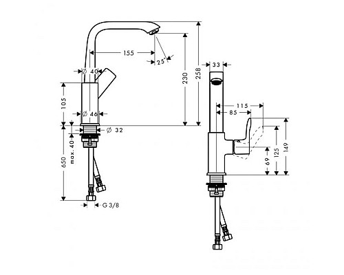 Смеситель для раковины Hansgrohe Metris однорычажный хром 31187000