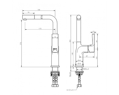 Смеситель для кухни Lemark Ursus LM7205BL Черный