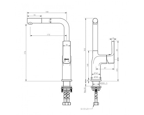 Смеситель для кухни Lemark Ursus LM7205BL Черный