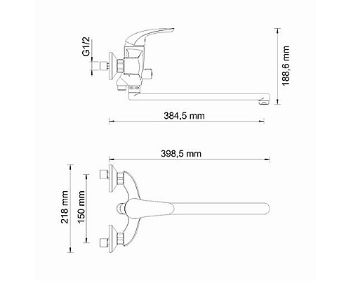 Смеситель для ванны WasserKRAFT 2802L с длинным изливом