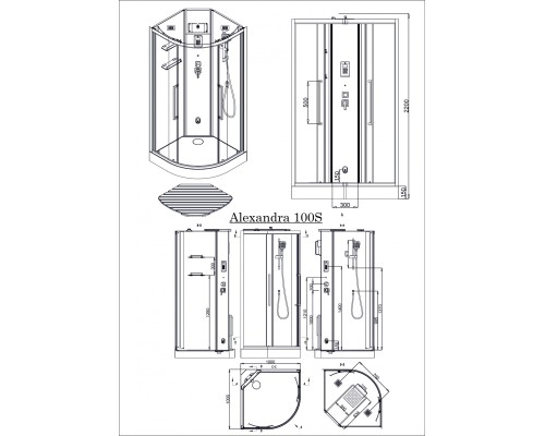Душевая кабина Acquazzone Alexandra 100S с паром