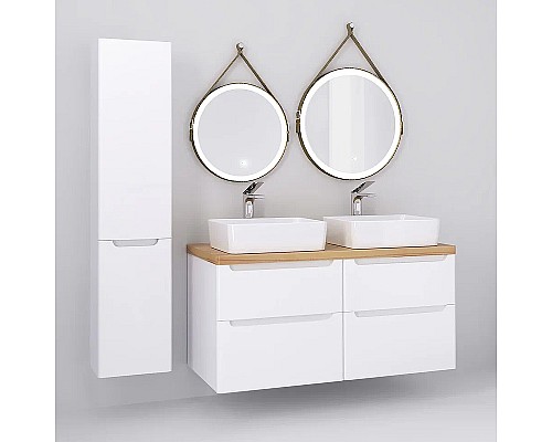 Шкаф пенал Jorno Wood 33 Wood.04.150/P/W подвесной Белый