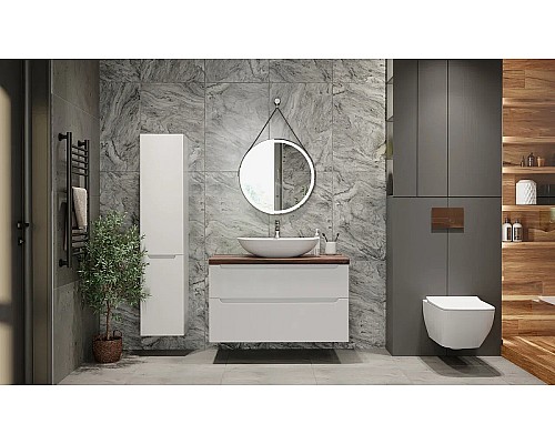 Шкаф пенал Jorno Wood 33 Wood.04.150/P/W подвесной Белый