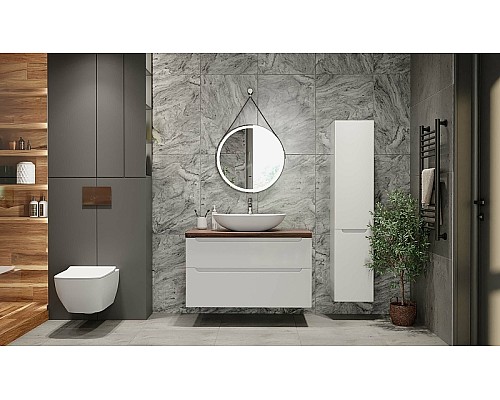 Шкаф пенал Jorno Wood 33 Wood.04.150/P/W подвесной Белый