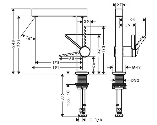 Смеситель для раковины Hansgrohe Finoris 76060700 Белый матовый