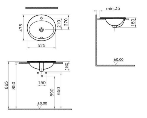 Накладная раковина VitrA Counter Basin 52 5468B003-0001