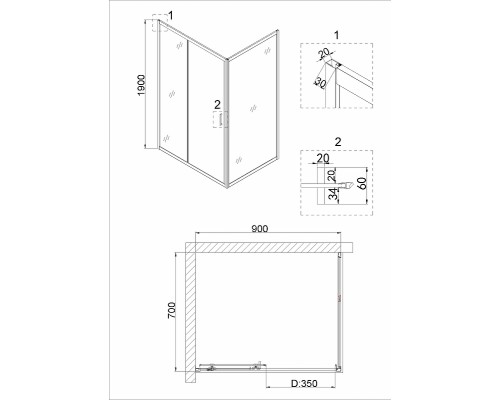 Душевая дверь Niagara Nova 90 NG-62-9A профиль Хром стекло прозрачное