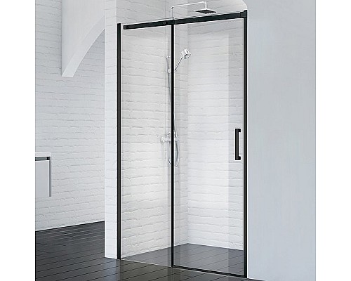 Душевая дверь BelBagno Acqua 140 ACQUA-BF-1-140-C-NERO профиль Черный стекло прозрачное