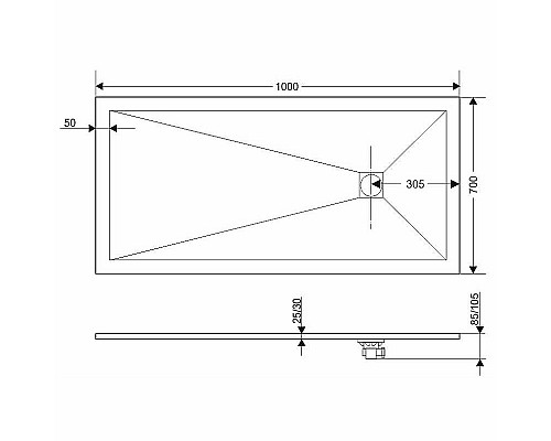 Душевой поддон из искусственного камня Grossman Strong 70x100 GR-S270100Q Графит