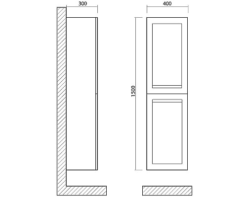 Шкаф пенал Art&Max AM-Platino-1500-2A-SO-NM подвесной Черный матовый