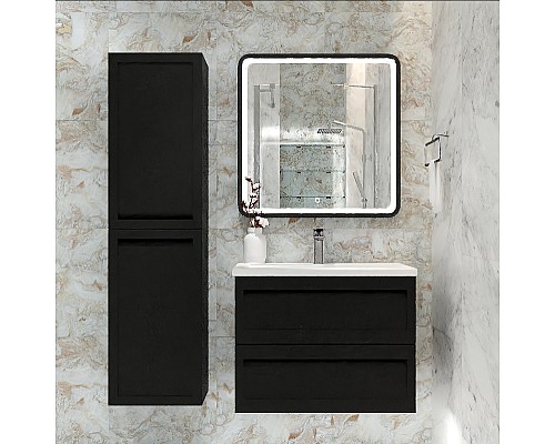 Шкаф пенал Art&Max AM-Platino-1500-2A-SO-NM подвесной Черный матовый