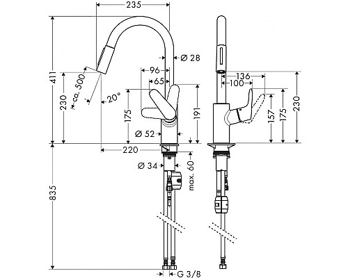Смеситель для кухни Hansgrohe Focus черный 31815670