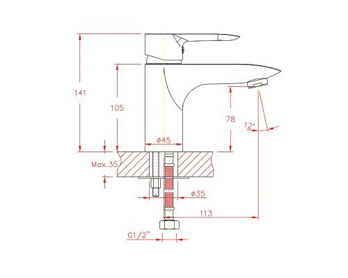 Смеситель для раковины Cron CN10095 Хром
