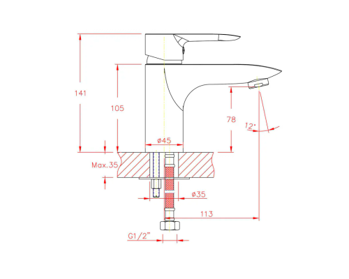 Смеситель для раковины Cron CN10095 Хром