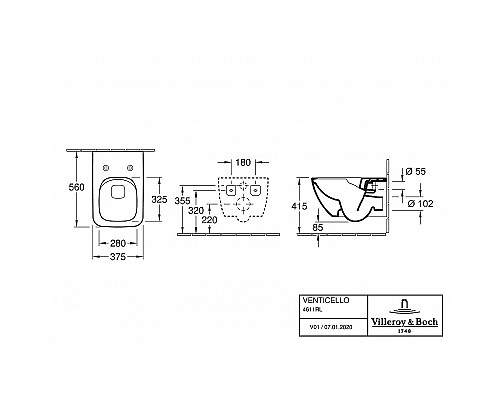 Унитаз Villeroy&Boch Venticello 4611RLR1 подвесной с сиденьем Микролифт