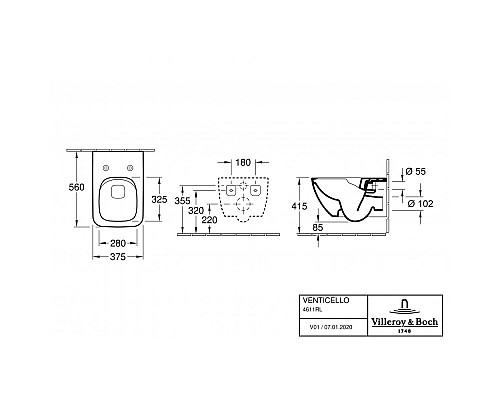 Унитаз Villeroy&Boch Venticello 4611RLR1 подвесной с сиденьем Микролифт