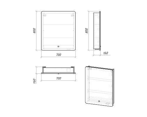 Зеркальный шкаф Grossman Адель 70 207004 с подсветкой Белый