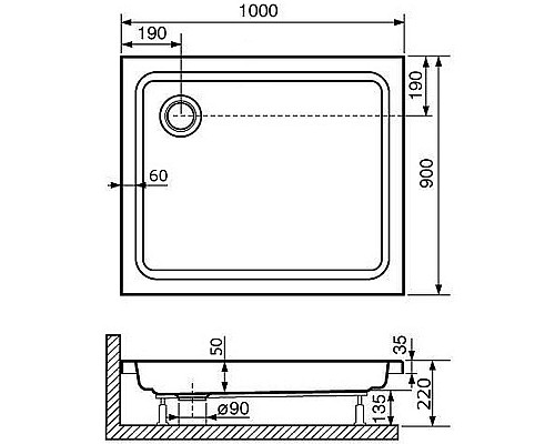 Акриловый поддон для душа RGW Acrylic Style 100x90 16180290-11 Белый