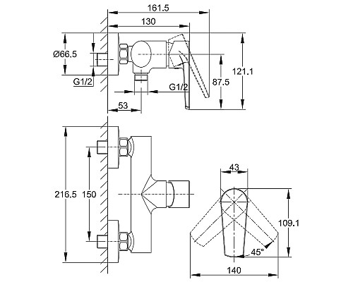 Смеситель для душа Cersanit Moduo 64099 Хром