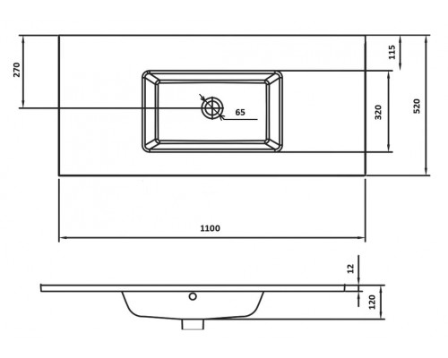 Столешница стекло 110см моноблок CAPPUCINO
