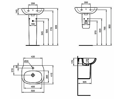 Раковина Ideal Standard Tesi 50 T009401 Euro White