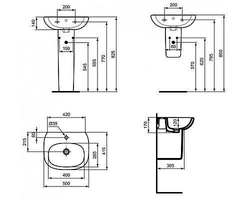 Раковина Ideal Standard Tesi 50 T009401 Euro White